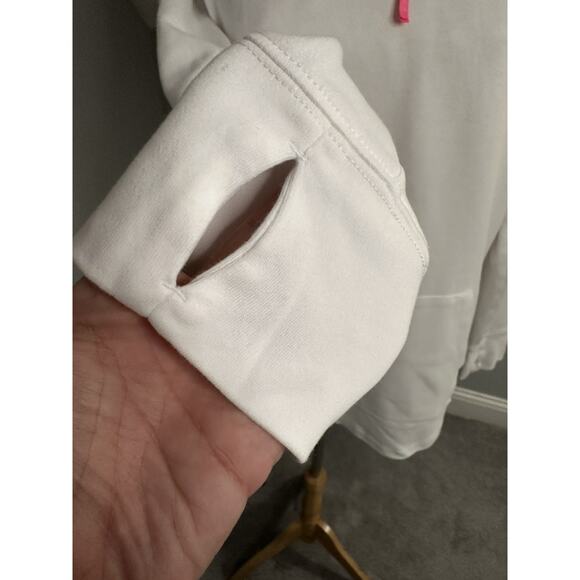 EUC Womens Vineyard Vines White Pink Seersucker Shep 1/4 Zip Shoulder Medium - Picture 6 of 8